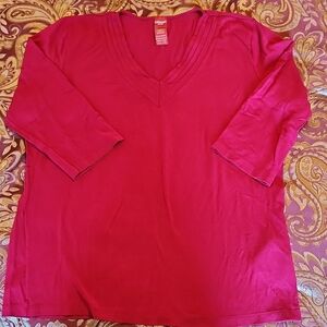 Eloquii Deep Red V-Neck Blouse